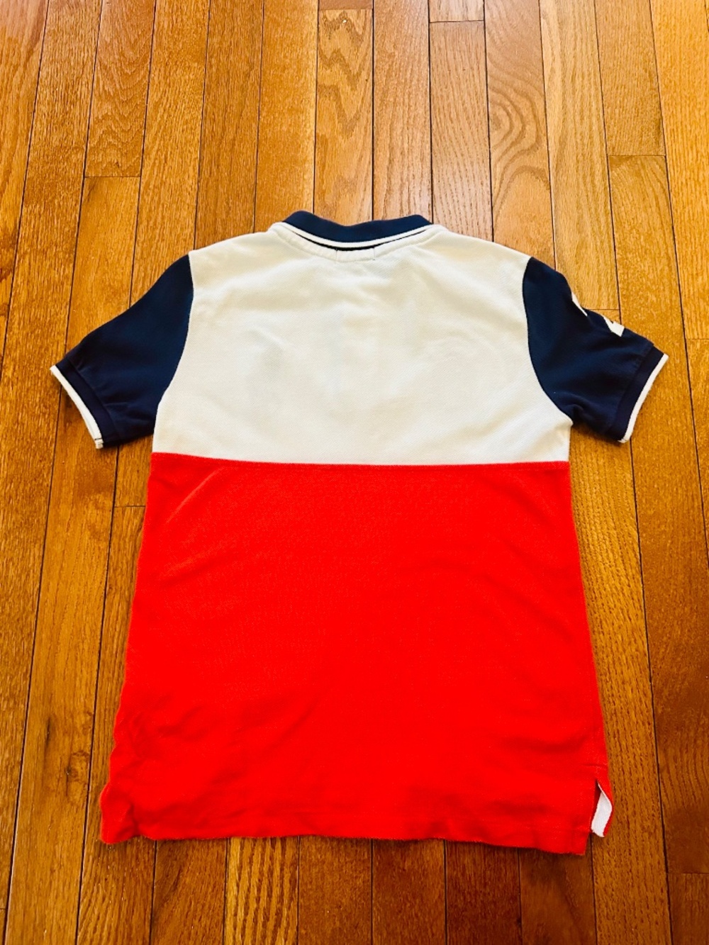 Polo Ralph Lauren Boys Polo Shirt Size 7 Red White Blue Colorblock Big Pony Cres - Picture 2 of 2